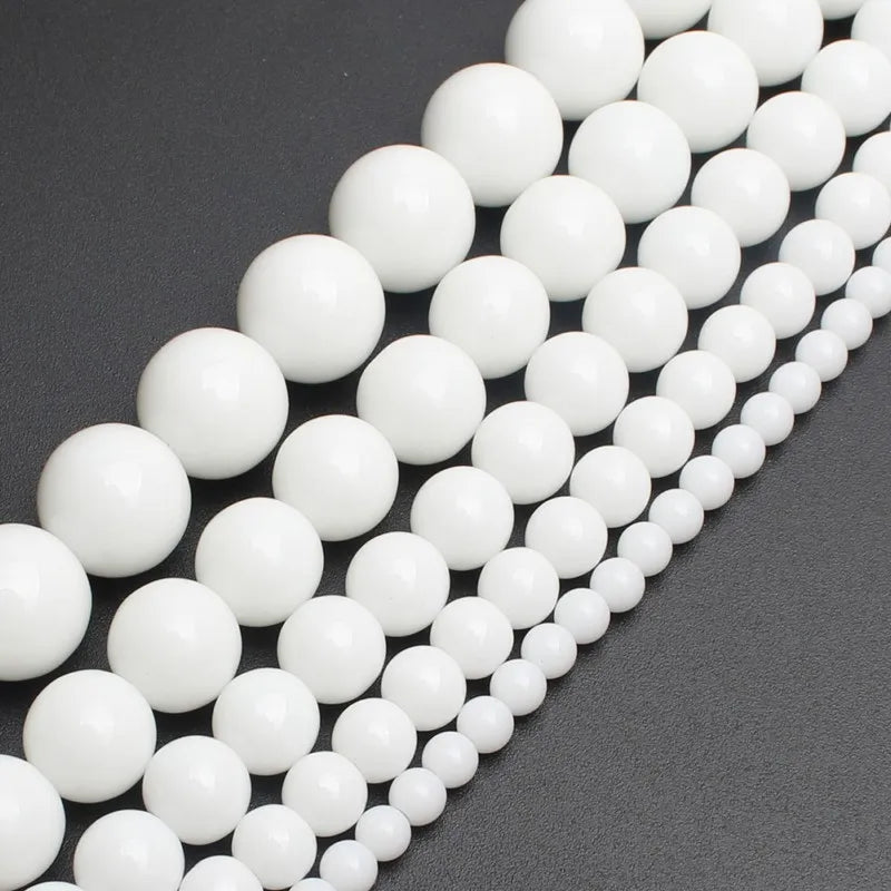 Wholesale round Smooth White 4/6/8/10/12MM Glass Beads Loose for Jewelry Making DIY Bracelet