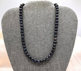 Vintage Wholesale Big Beads Custom Fashion Chain 925 Sterling Silver Clasps Waterproof Men Jewelry Women Black Pearl Necklace