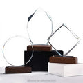 Guangzhou Wholesale K9 Blank Crystal Trophy Custom Wooden Trophy Award Laser 3d logo Crystal Glass Medal Awards With Wood Base