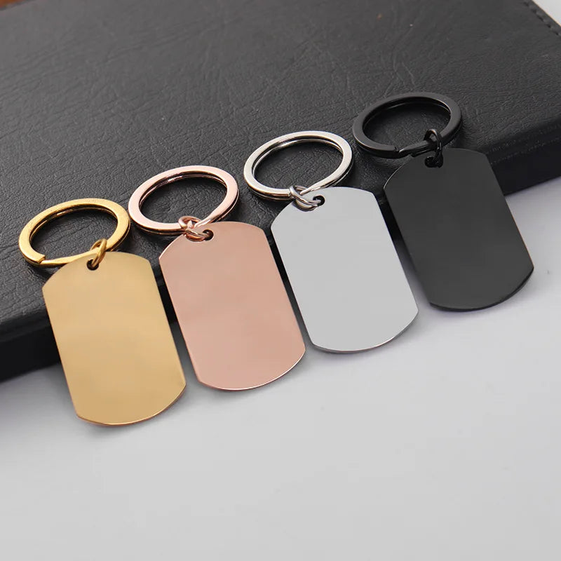 Customized Stainless Steel Keychain Laser Engraved Name and Logo Blank Dog Tag for UV Printing
