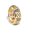 Two Tone Electroplating Brass Romantic Gemstone Ring with Hollow Out Zircon Jewelry Unisex New Design