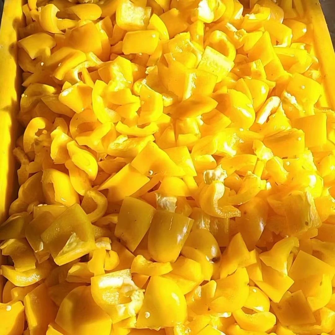 Organic IQF Frozen Yellow Sweet Bell Pepper Strips Sliced Dice Cubes SHARP DRAGON Grade a Bulk Packaging