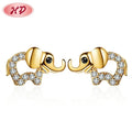 Hot Selling Colored Elephant Cute Girls Stud Earring 18K Gold Plated Zircon Stones Earrings