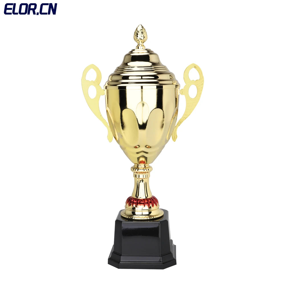 Elor Factory Wholesale Hot Sale Golden Metal Cup Awards Champion Prizes for Students' Sports Competitions Wooden Prize Cups