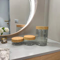 Wood Grain Lid PET Jars 250ml 500ml Clear Plastic Containers for Cream Lotion Food Storage round Pattern 100ml Capacity
