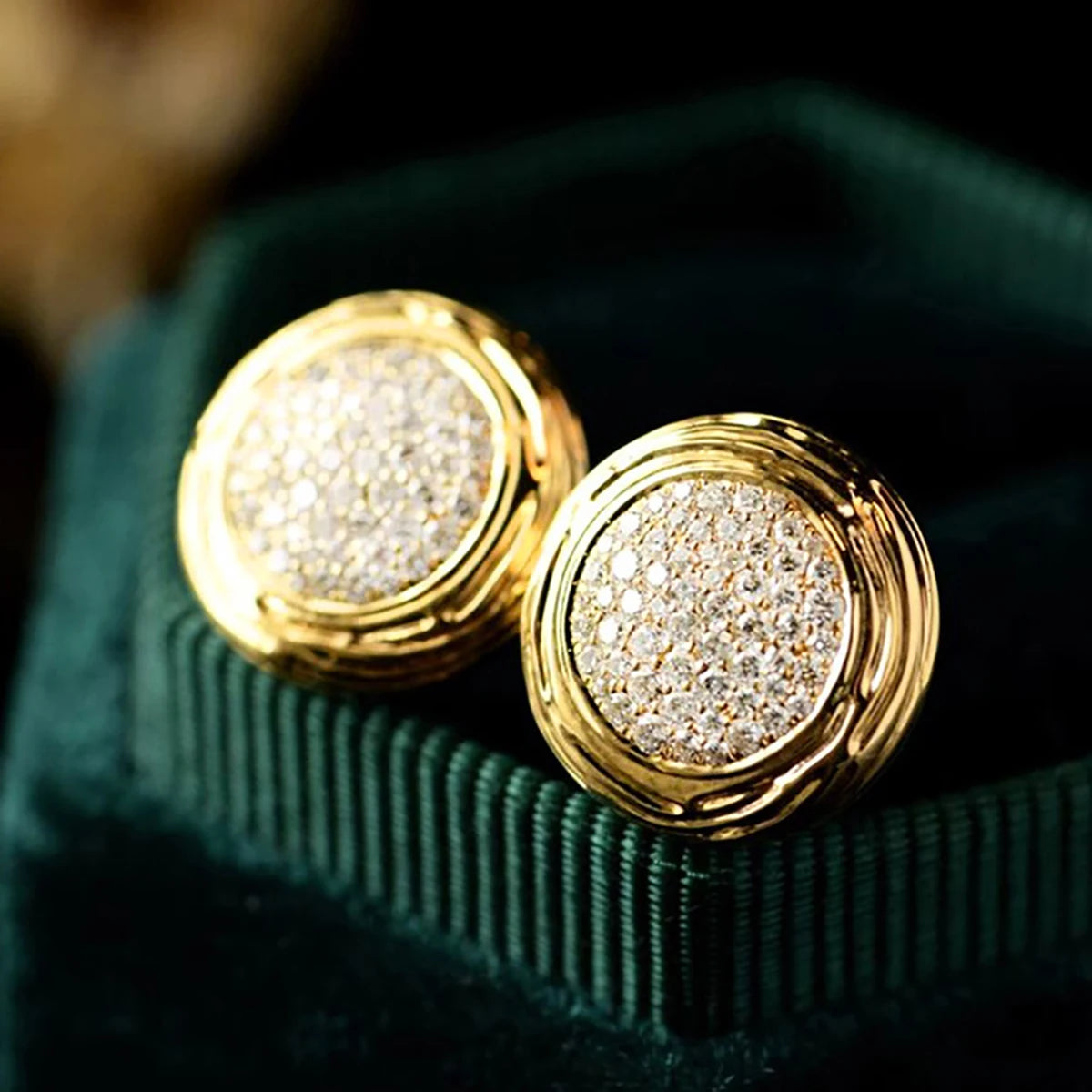CAOSHI Fashion Jewelry Gold Plated Earrings for Elegant Round Simulated Moissanite Trend Stud Earrings for Women Wedding Jewelry