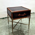 OEM ODM Industrial Vintage Antique Gold Small Living Room Coffee Table Solid Wood Trunk Case Metal Iron Forged Home Furniture