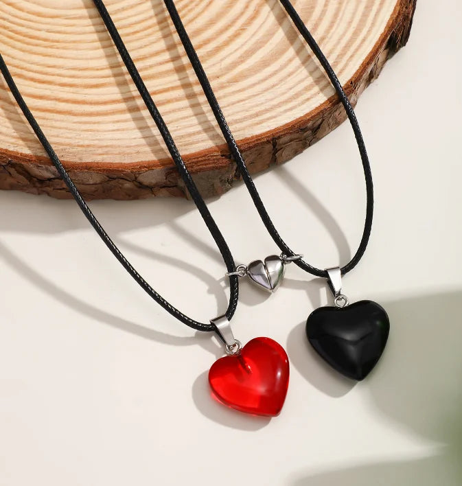 Valentine's Day Wish Stone Couple Necklace Jewelry Love Heart Pendant Matching Necklace for Lovers