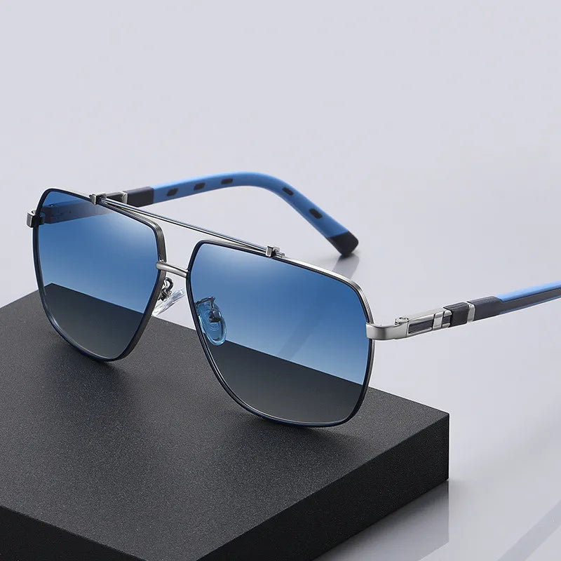 Factory 2021 New Trend Wholesale Spot Sunglasses Double Color Big Frame Spring Sunglasses Metal Frame Men Polarized Sunglasses