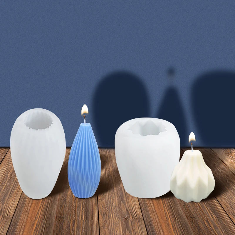 Custom Pear Shaped Bottle Shaped Scalloped DIY Handmade Scented Candle Soap Cake Silicone Mold