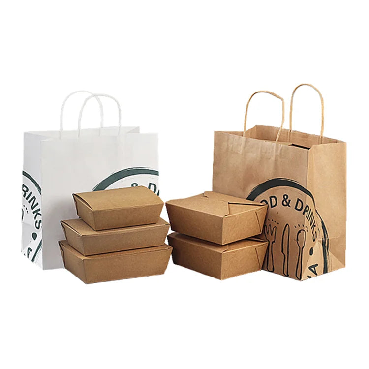 Wholesale Food Grade Paper Bag Custom Printed Take Away Brown Kraft Paper Bags with Your Own logo