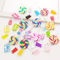 Necklace Key Chain DIY Pendant Charms Cartoon Bear and Candy Flat Back Small Resin Charms with Hooks
