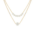 SC 2022 Gold Plated Snake Chain Necklaces Fashion Double Layer Necklaces Personalized Elegant Eight Pearl Necklaces for Women