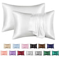 Solid Color Satin Pillowcase with Knitted Piping Single Pair for Home & Hotel Use Elegant Cushion Cases