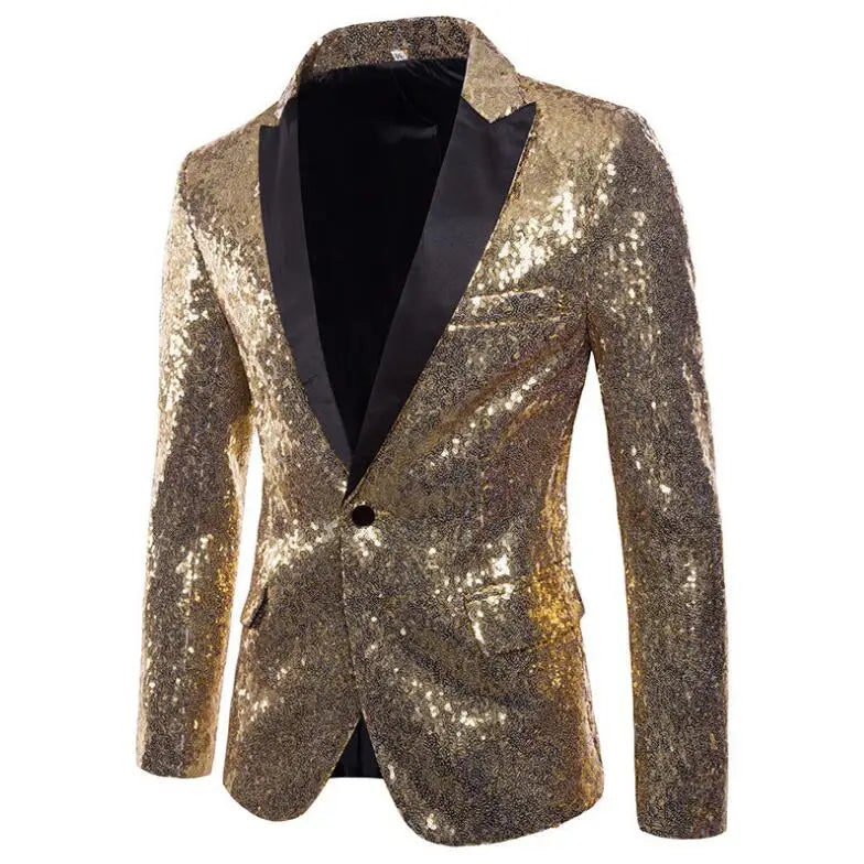 RNSHANGER Men's Suit Jacket Little Round Sequins Sparkling Men's Blazer Wedding Dinner Performance Nightclub Men's Suit