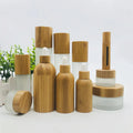 Bamboo Packaging Frosted Cosmetic Glass Bottles 30ML 50ML 100ML 120ML 150ML for Dropper Spray Lotion Bottles With Bamboo Cap