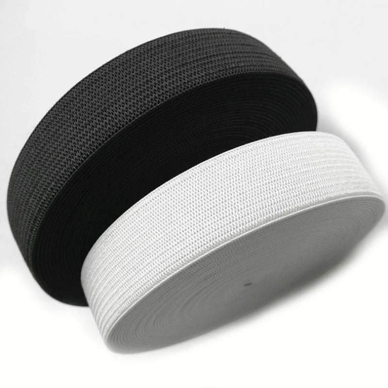 1/2 Inch Black and White Woven Elastic Strap Embroidered Technique