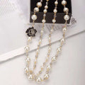 DF008 Hot Selling Fashion Pearls Long Necklace Women Flower Long Pearls Necklace