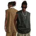 Custom Singlet Sleeveless Acid Washed Vest Gym Mens Tank Top Custom Printing Oversized Tank Top