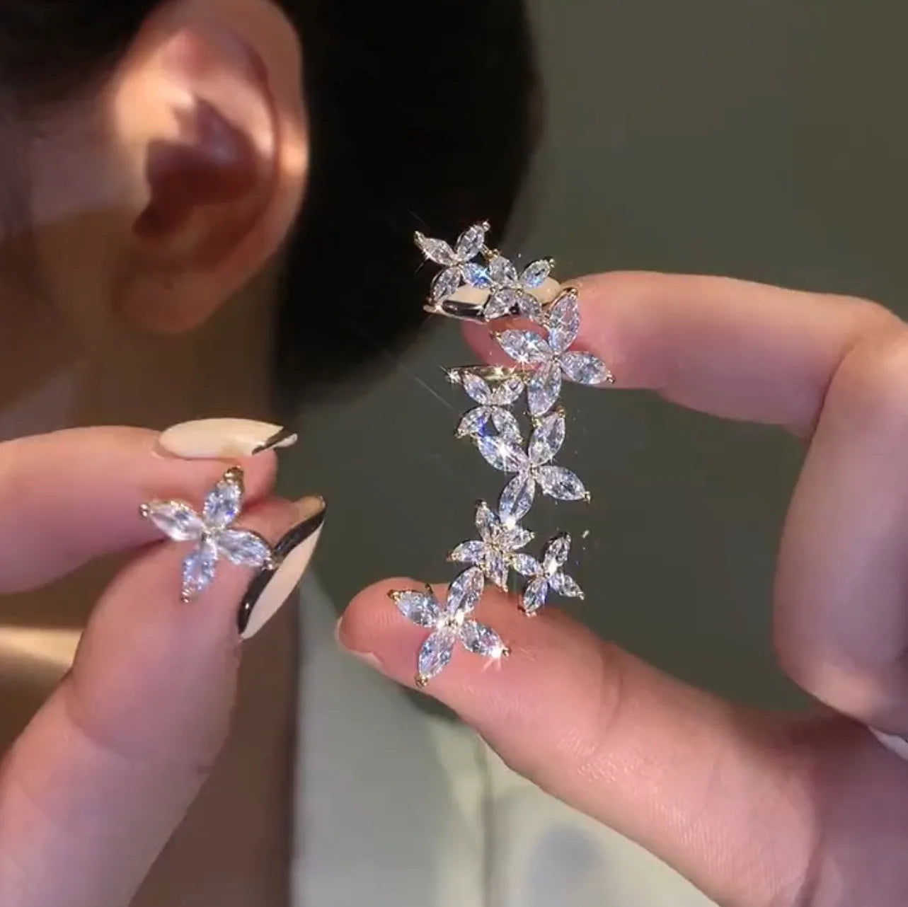Wholesale Piercing Silver Exquisite Earring for Women Exquisite Sparkling Wedding Jewelry Ear Bone Clip Cuff Ear Wrap Crawlers