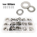 1035pcs M1.6 M2 M2.5 M3 M3.5 M4 M5 M6 M8 M10 M12 M16 Set GB97 304 A2-70 Stainless Steel Flat Washer Plain Gasket