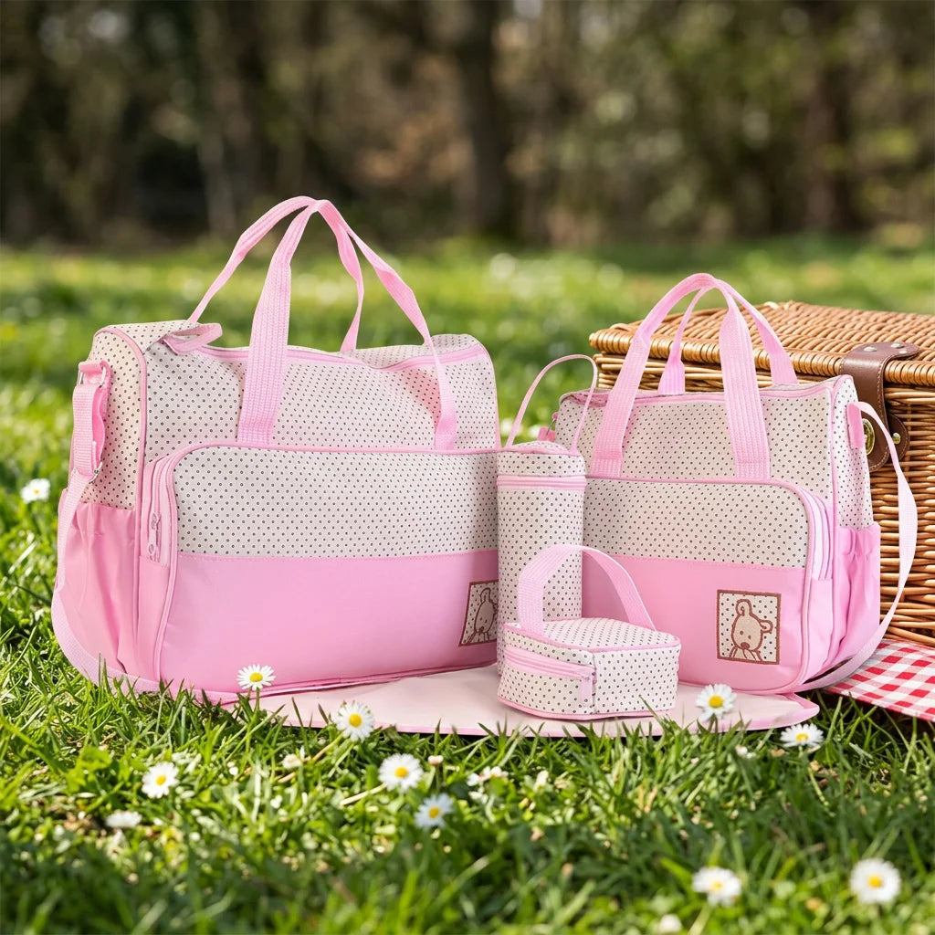 5 Piece Set Wholesale Custom Large Multifunctional Nylon Maternity Stroller Backpack Luxury Organizer Baby Hospital Diaper Bag