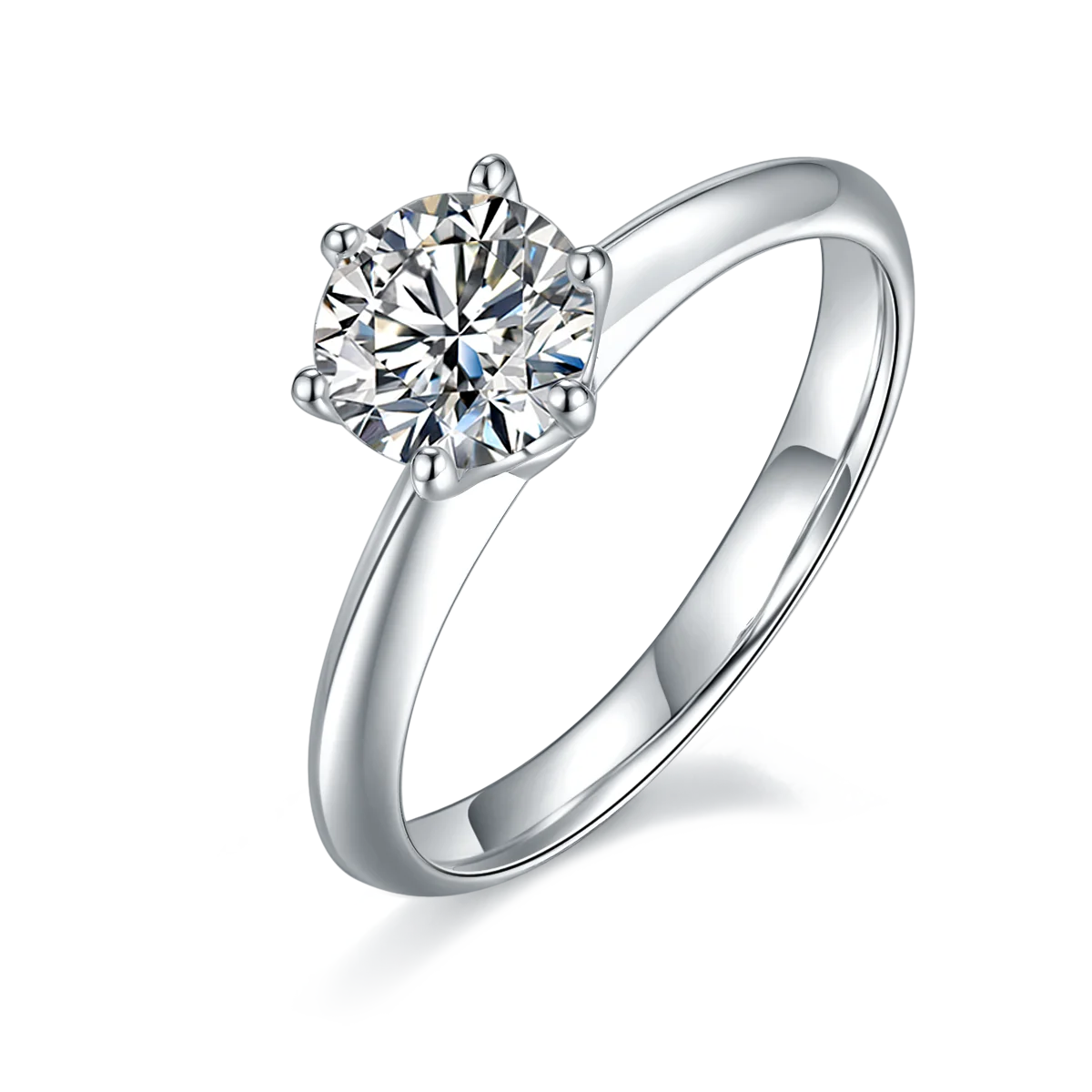 High Quality 925 Sterling Silver Solitaire D Color 1 Carat Moissanite Diamond Engagement Wedding Ring