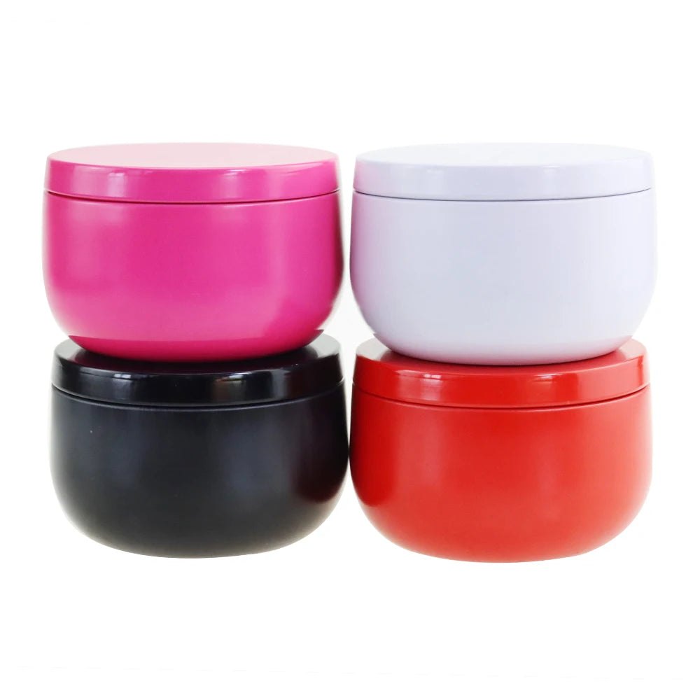 5 oz Small Available in White Black Red Pure Color Round Metal Tin Container  Candle Vessels Tea Tin