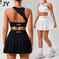 Joyyoung Wholesalers Comfortable Beach Gym Fitness Backless Padded Bra Yoga Tennis Skirt Set Women