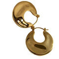 Fashion Jewelry Hammered Metal Water Ripple High-end French Vintage Metal Pleated Texture Round Hoop Earrings