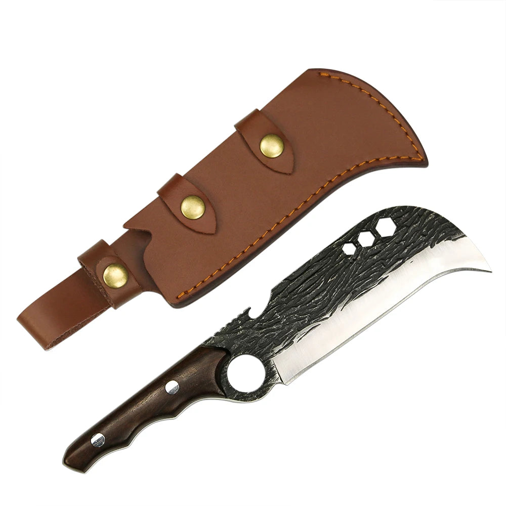 6.5 Inch Premium Steel Slaughter Cutting the Bone Skinning Top China Kitchen Butcher Knife with Sheath