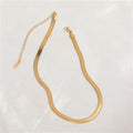 Fenny Wholesale 18K PVD Plated Waterproof Drop Shipping Simple 5MM Herringbone Snake Chain Stainless Steel Necklace for Women