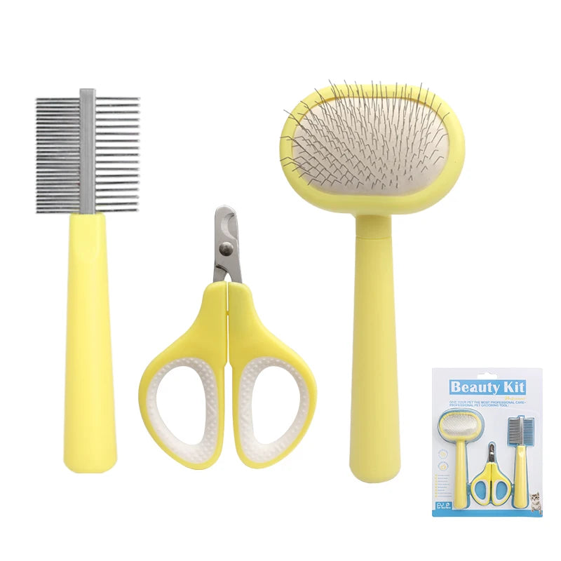 Factory Wholesale 3 in 1 Pet Products Pet Clean Tool Dog Pet Grooming Brush Kit Comb for Removing Tangles and Knots