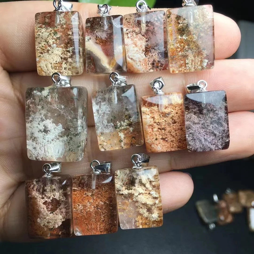 Hand Made Fine Jewelry Designer Charm Necklace Natural Healing Crystal Garden Quartz 925 Sterling Silver Pendant