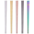 Reusable Wedding Gift Flatware Tableware Custom Logo Metal Square Chopstick 304 Stainless Steel Titanium Chinese Chopsticks