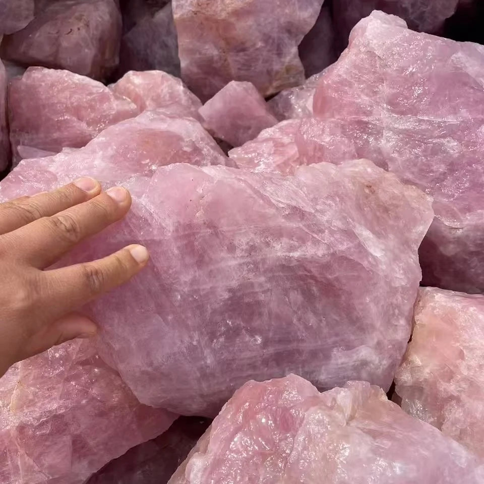 Natural Rose Quartz Raw Stone Feng Shui Crystal Free Form Souvenir Gift Transparent Quartz Jade Model