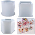 Crystal Epoxy Big Round Square Hexagon Resin Mold Silicone Succulent Flower Pot Mould Pen Holder Molds