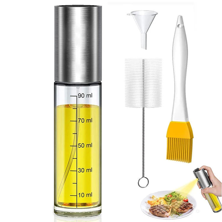 Kitchen Gadget Air Fryers Vinegar Dispenser 100ml Measuring Superior Glass Olive Oil Mister Sprayer Bottle for Cooking Barbecue