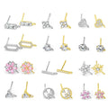 Fine 18k Gold 925 Sterling Silver Stud Ear Blank Base Clear Zircon Earring Findings With Loop for Drop Earrings Making