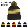 Outdoor Ear Protection Warm Knitted Pom Beanies With Custom Logo Jacquard Beanie Pompom