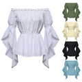 Medieval Renaissance Blouse Vintage Peasant Off Shoulder Sleeves Shirt Steampunk Pirate Cosplay Costume Corset Top for Women