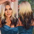 Color Italian Wave Synthetic Wigs Yellow Gradient Black Rainbow Hair Heat Resistant Fiber Natural Look Ginger Red Daily Use Wigs