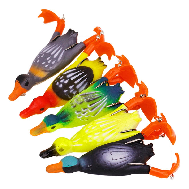 WEIHE  9.5cm 10.5g Propeller Flipper Duck  Rotating Tractor Soft Frog Fishing Artificial Plastic Topwater Floating Lure Bait