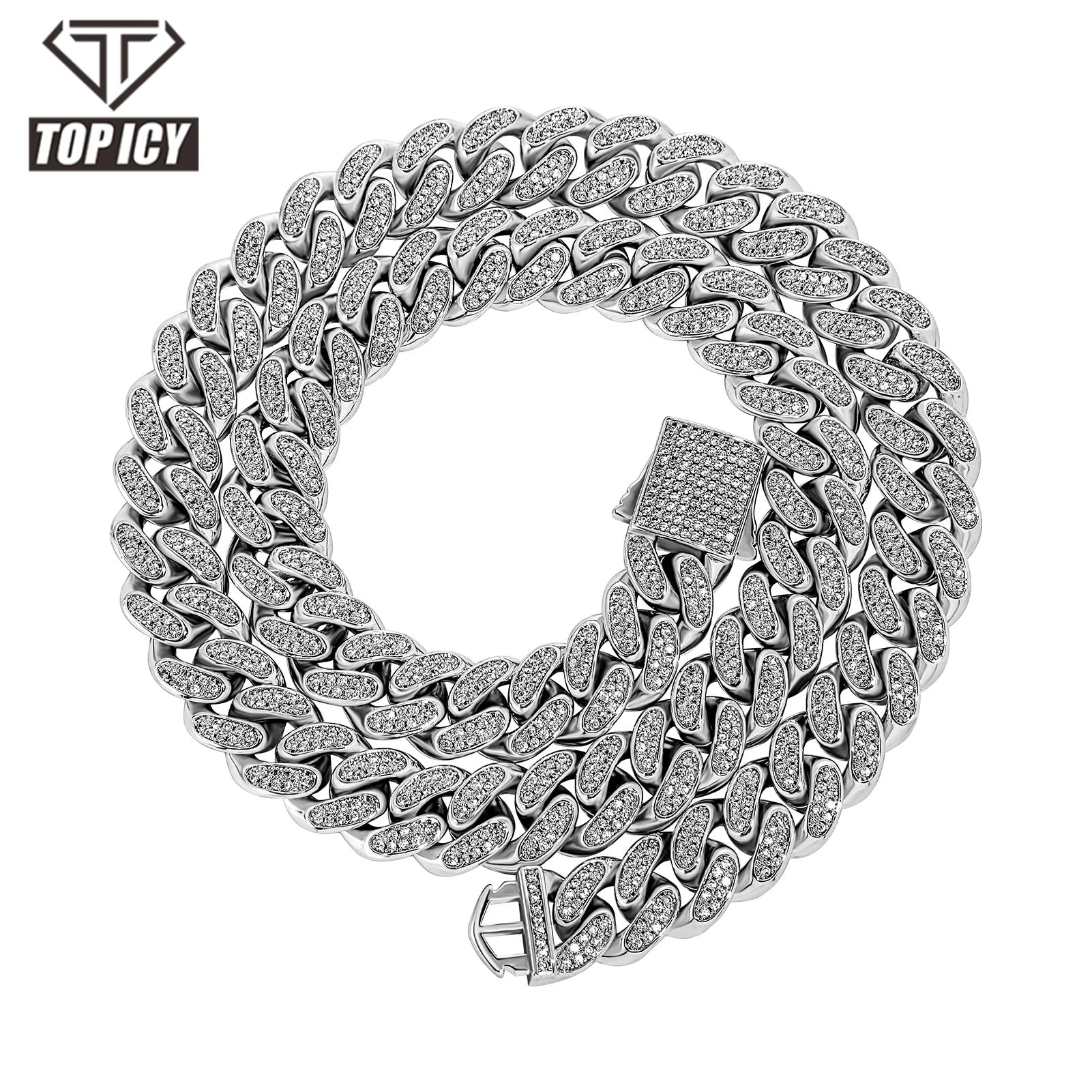Top Icy Hip Hop 13mm Punk Two Rows CZ  Cuban Link Chain Iced Out AAA Zircon Brass 18k Gold Plated  Cuban Necklace