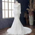 S715A New Simple Long-sleeve Fashion Elegant Bride Mermaid Wedding Dress