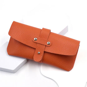PU Leather Eyeglasses Bag Orange Leather Sunglasses Bag
