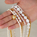 Trendy Fashion Waterproof Tarnish Free Freshwater Pearl Jewelry Gold Plated Stainless Steel Fresh Water Pearl Pendant Necklace