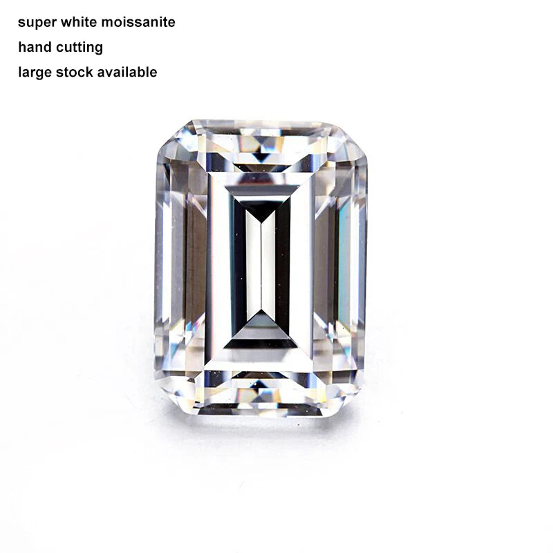 Antique Emerald Cut 10x8mm Def Color Ideal d E f White Vvs Moissanites Diamond Rectangle 10*8mm 4 Carat Emerald Cut Moissanite