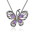Abiding Jewelry Latest Design Amethyst Gemstone Sterling Silver Necklace Pendant Butterfly Necklace Pendant for Girls