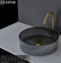 Meiyani 2025 Newest Design  Colorful Round Tempered Glass Wash Basin Above Small Crystal Sink
